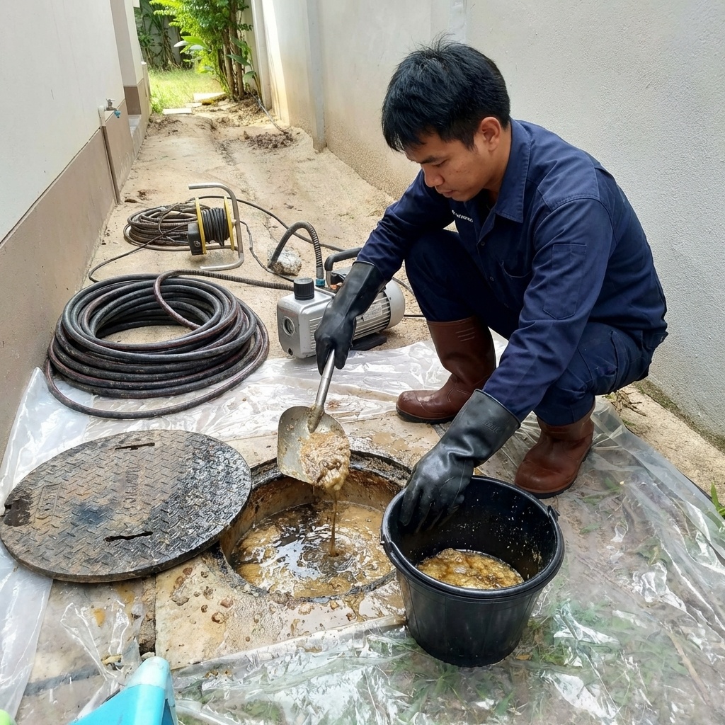 บริการล้างบ่อดักไขมันฝังดิน